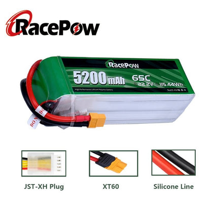 5200mAh 22.2V 6S 65C LiPo Battery with XT60 Plug for Rc Helicopter Airplane Drone FPV