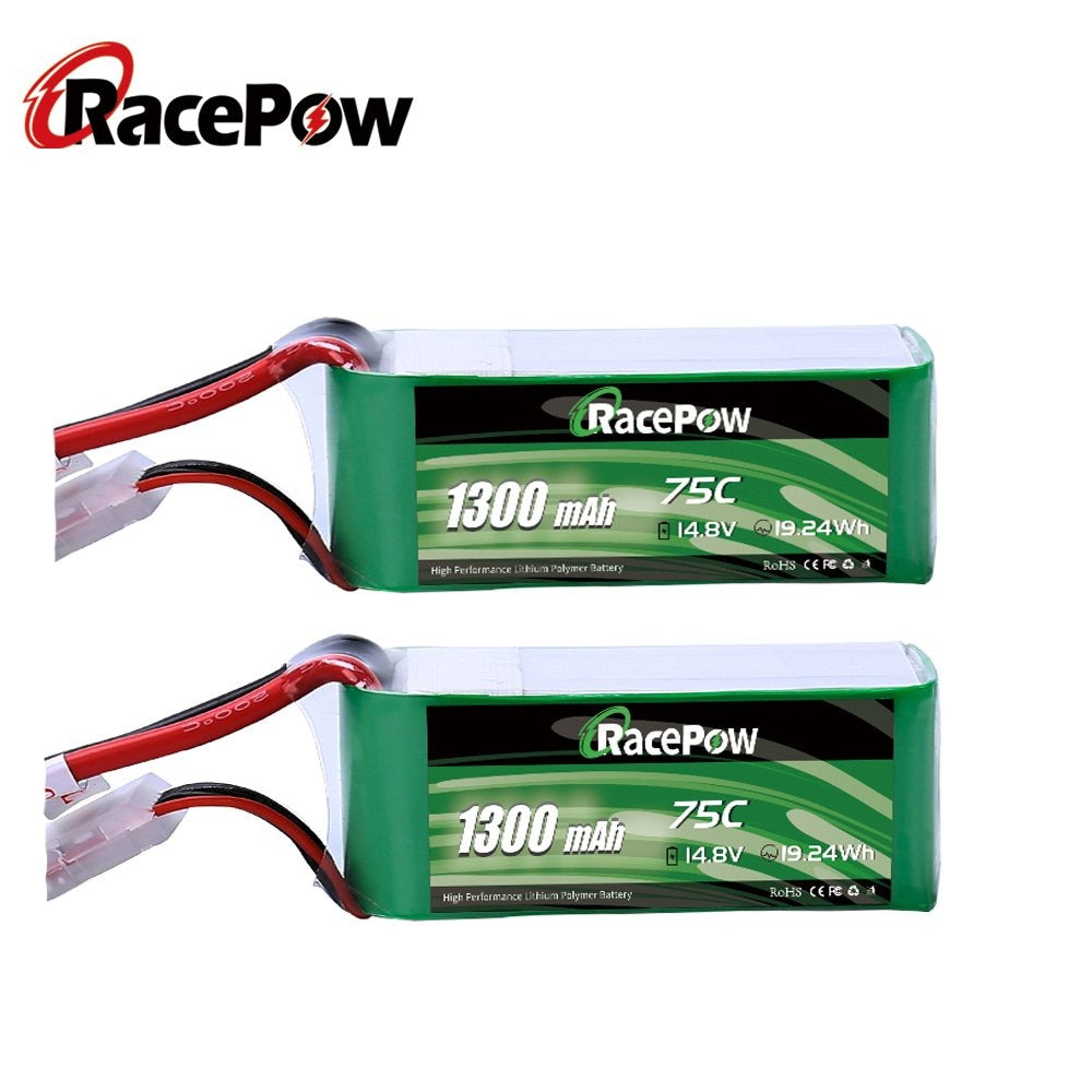 1300mAh 14.8V 4S 75C LiPo Battery 2PCS with XT60 Plug for FPV Racing