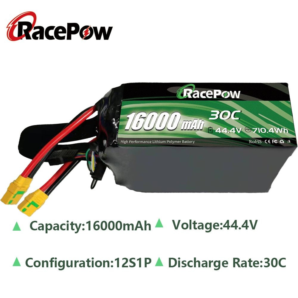 16000mAh 44.4V 12S 30C LiPo Battery for RC Big Load Multirotor Drone Hexacopter Octocopter