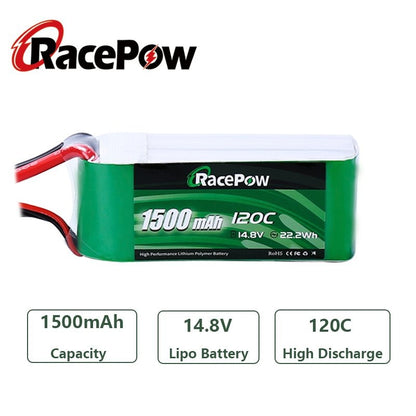 1500mAh 14.8V 4S 120C LiPo Battery with XT60 Plug for FPV Racing Drone