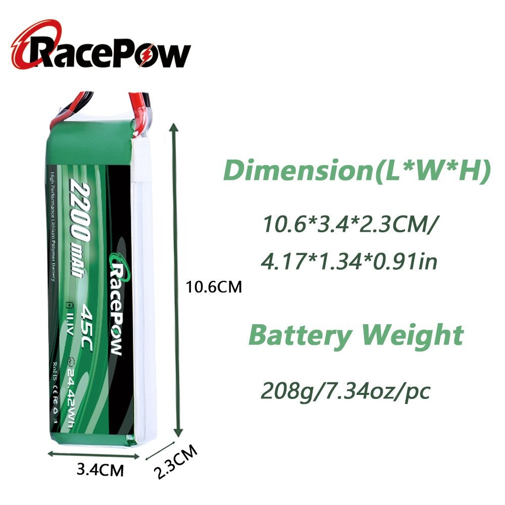 2200mAh 11.1V 3S 45C LiPo Pil XT60/T Deans/EC3 Fişiyle