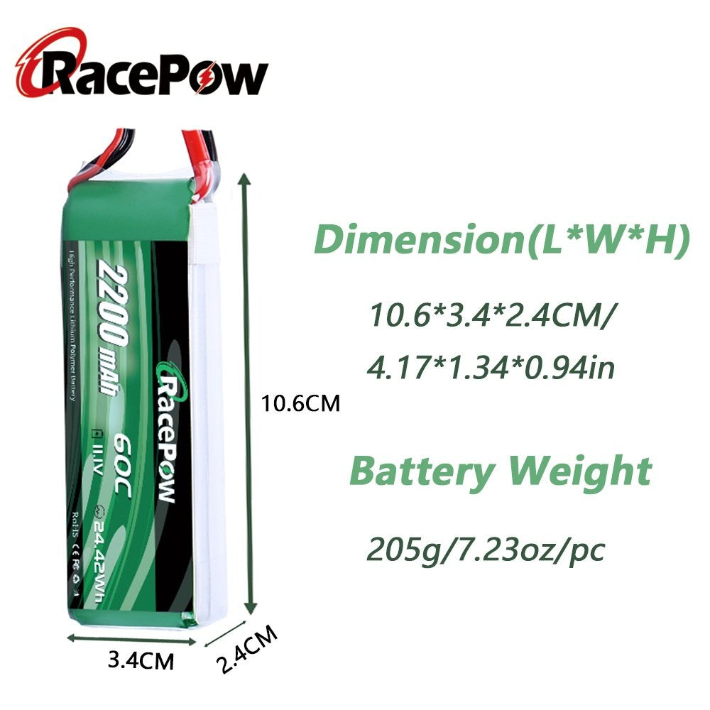 2200mAh 11.1V 3S 65C LiPo Pil XT60/T Deans/EC3 Fişiyle