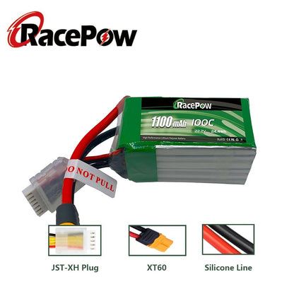 1100mAh 22.2V 6S 100C LiPo Battery with XT60 Plug for FPV Racing