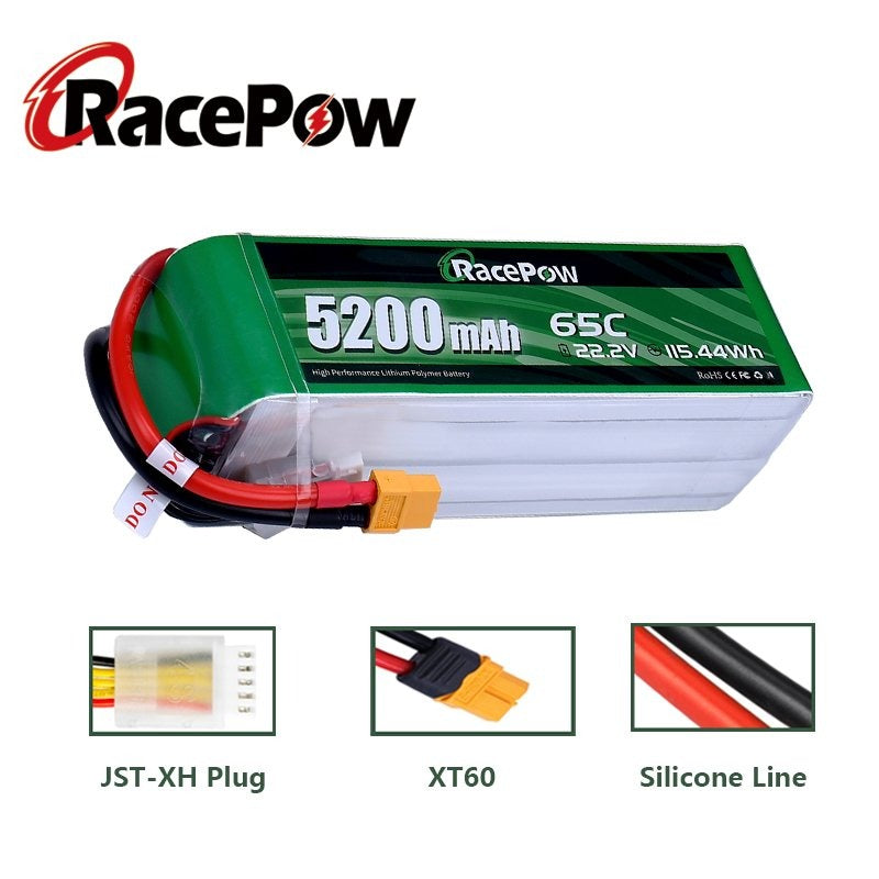 5200mAh 22.2V 6S 65C LiPo Battery with XT60 Plug for Rc Helicopter Airplane Drone FPV