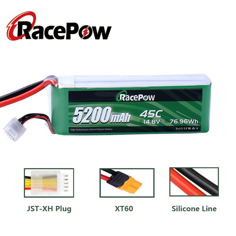 5200mAh 14.8V 4S 45C LiPo Battery with XT60 Plug for Rc Helicopter Airplane Drone