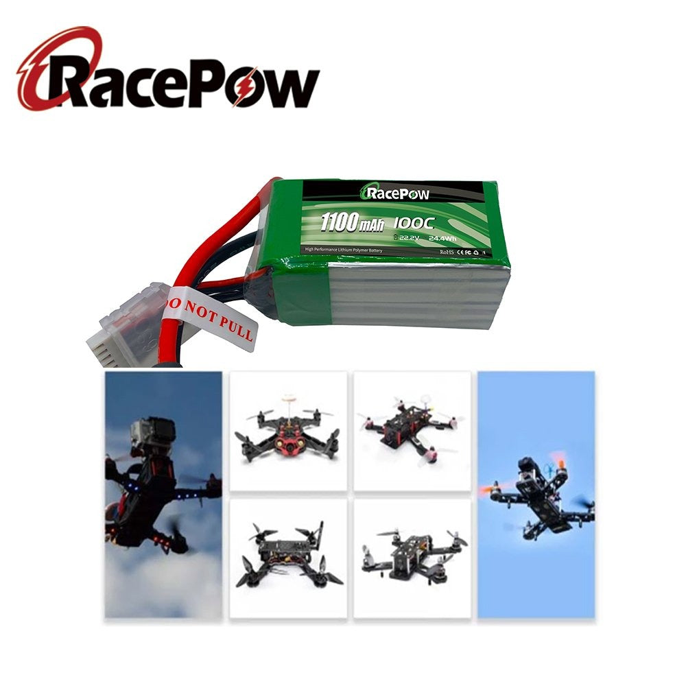 FPV Yarışı için XT60 Fişli 1100mAh 22.2V 6S 100C LiPo Pil