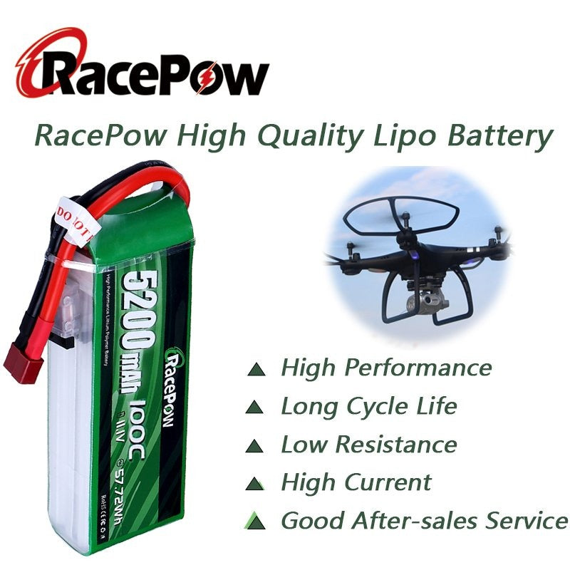 5200mAh 11.1V 3S 100C LiPo Battery with T Deans Plug for RC Car Rc Helicopter FPV Drone