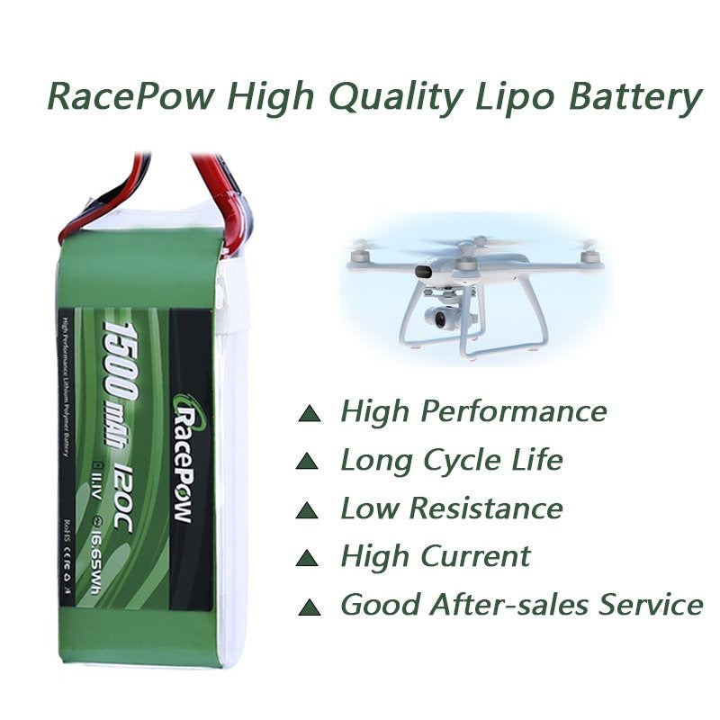RC LiPo Battery 1500mAh 11.1V 3S 120C with XT60 Plug for FPV Racing Drone