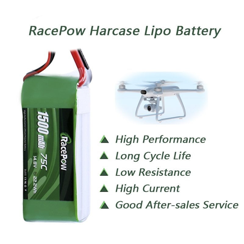 1500mAh 14.8V 4S 75C LiPo Battery with XT60 Plug for FPV Racing Drone