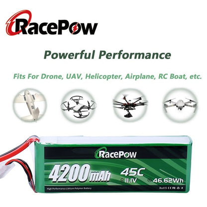 4200mAh 11.1V 3S 45C Soft Case LiPo Battery with XT60 Connector for RC Airplane Helicopter Drone
