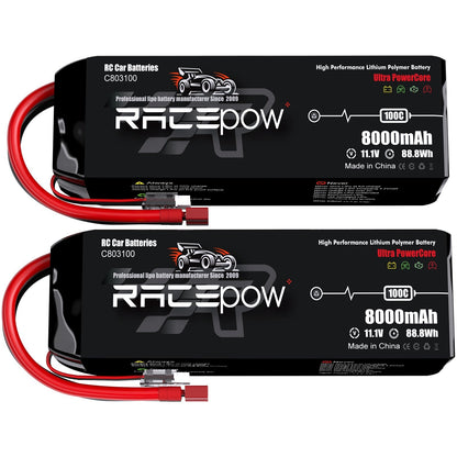 8000mAh 11.1V 3S 100C LiPo Battery with T Deans Plug
