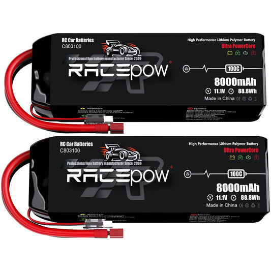8000mAh 11.1V 3S 100C LiPo Battery with T Deans Plug