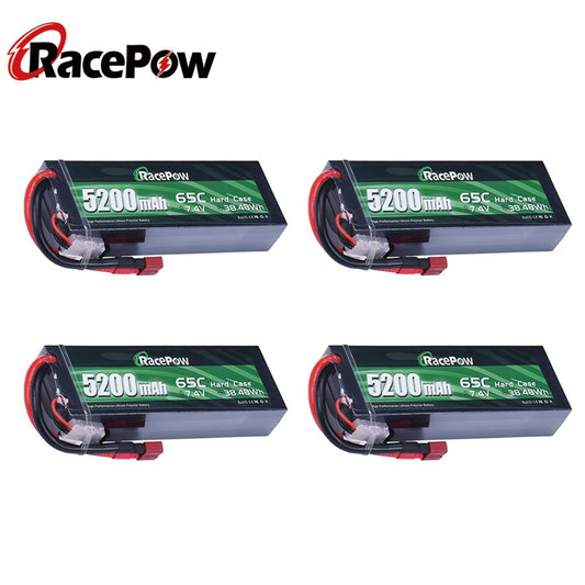 5200mAh 7.4V 2S 65C Hard Case LiPo Battery with T Deans Plug for RC Car