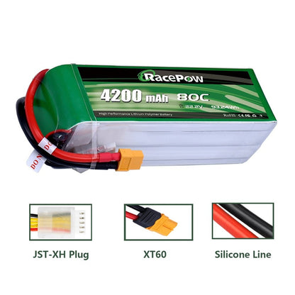 4200mAh 22.2V 6S 80C LiPo Battery with XT60 Plug