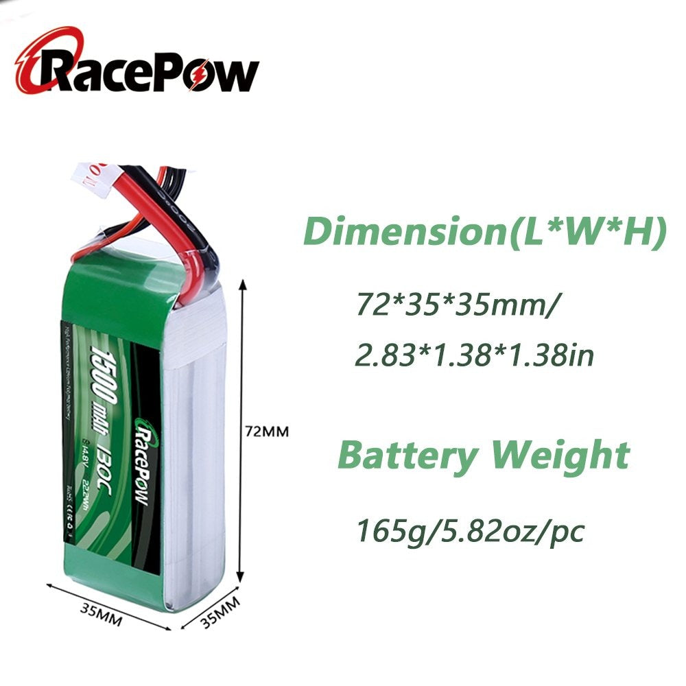 FPV Yarışı için XT60 Fişli 1500mAh 4S 6S 100C 130C LiPo Pil