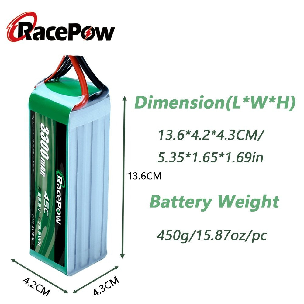 3300mAh 22.2V 6S 45C LiPo Pil XT60/T Deans/EC3 Fişiyle