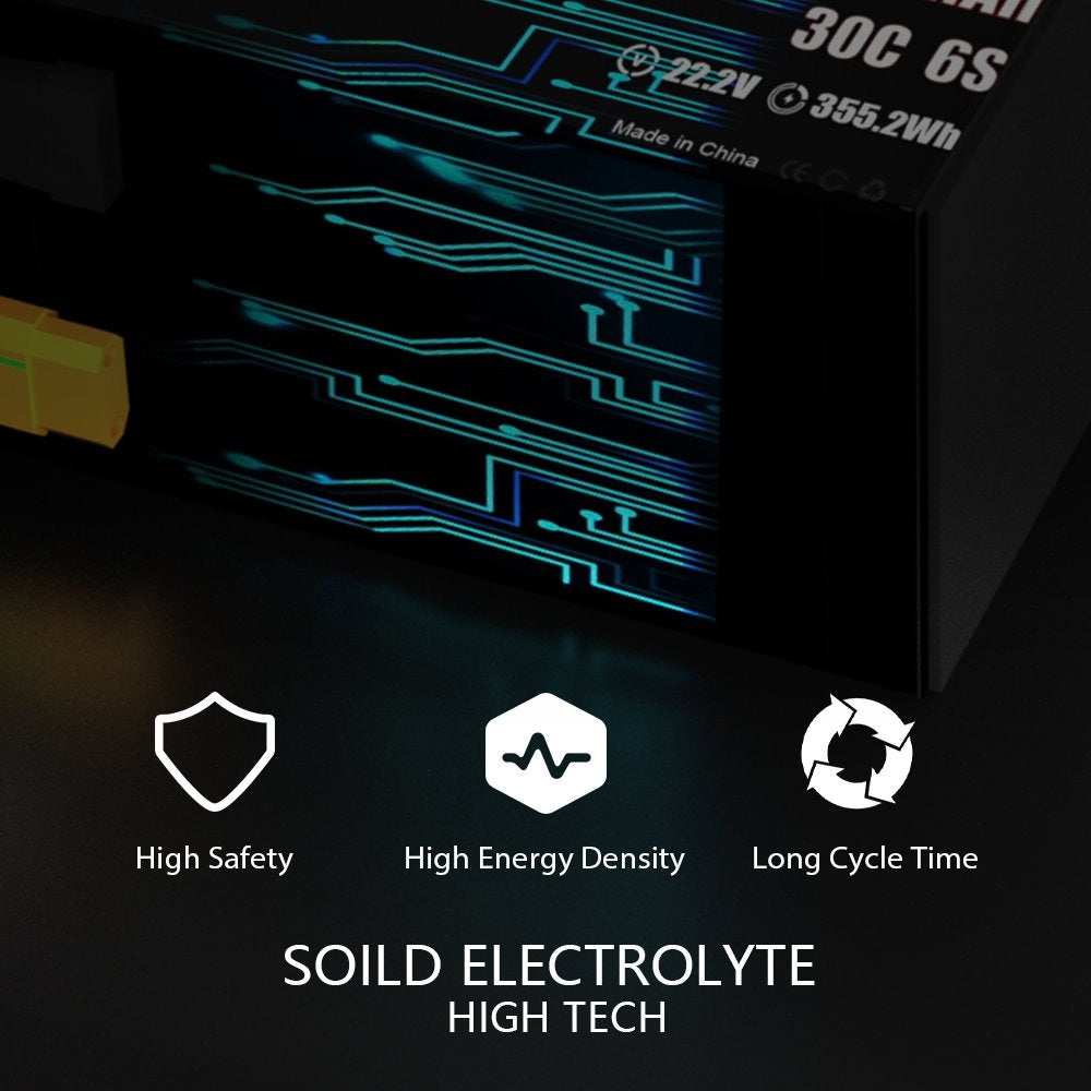 16000mAh 22.2V 6S 30C Soild Electrolyte LiPo Battery