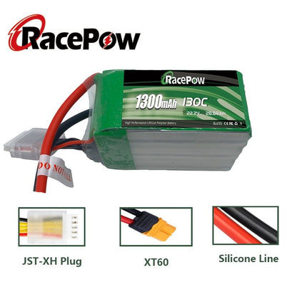 1300mAh 22.2V 6S 130C LiPo Battery with XT60 Plug for FPV Racing