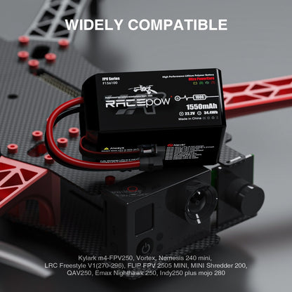1550mAh 22.2V 100C 6S Lipo Battery Pack with XT60H Connector